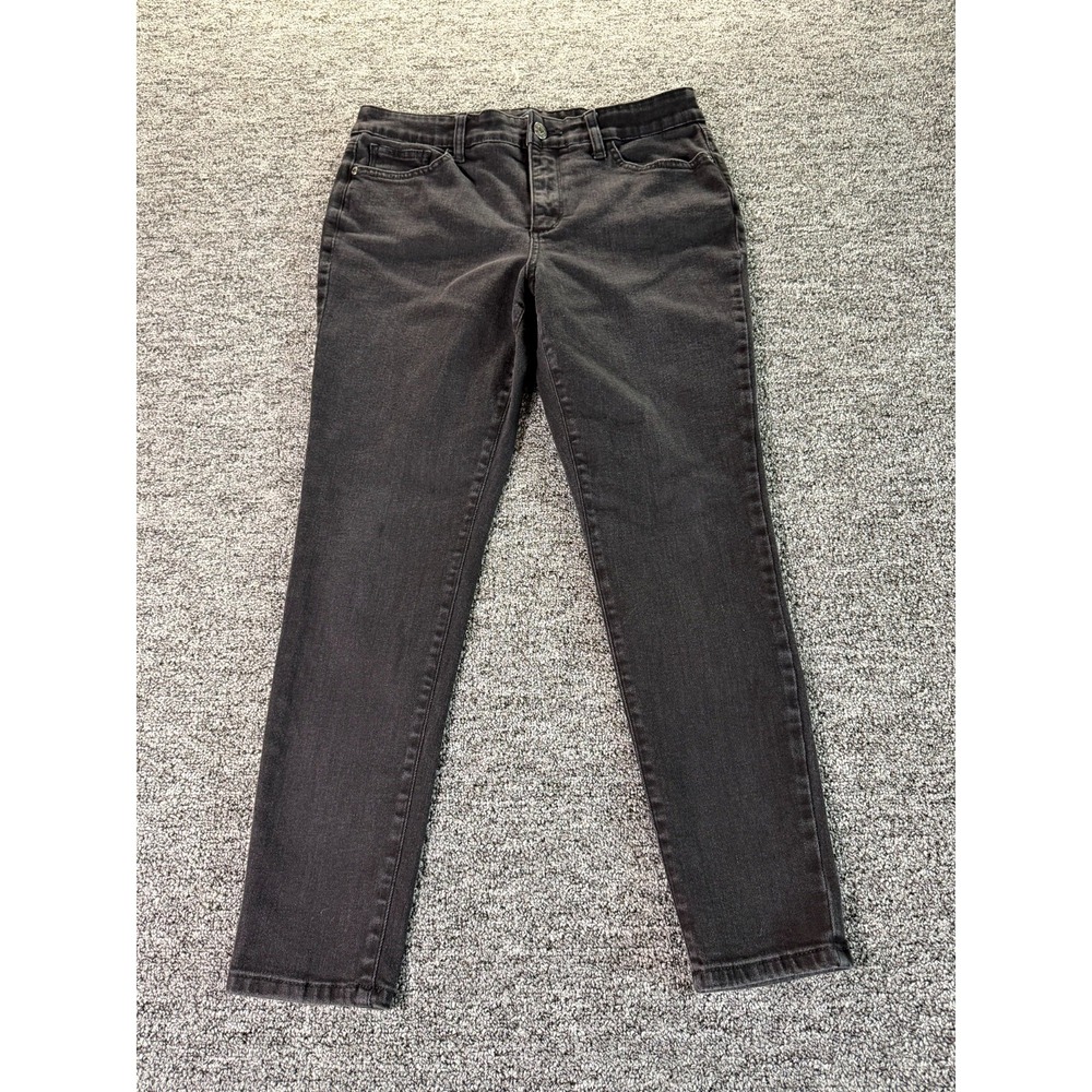 St. John's Bay Jeans Womens 12P Black Denim Dark Wash Skinny Leg Comfort Classic